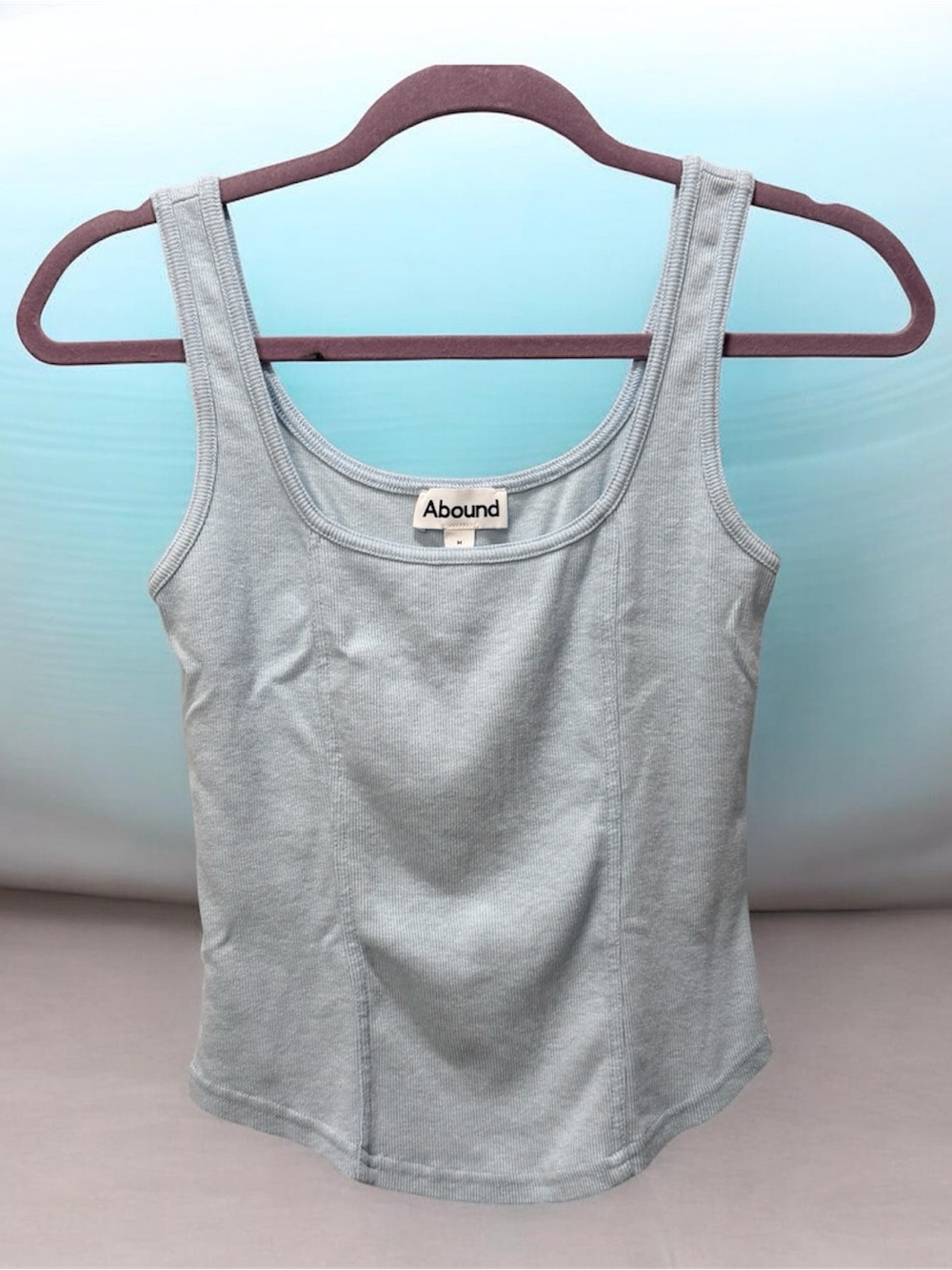Abound Women's Light Blue Ribbed Square Necked Tank